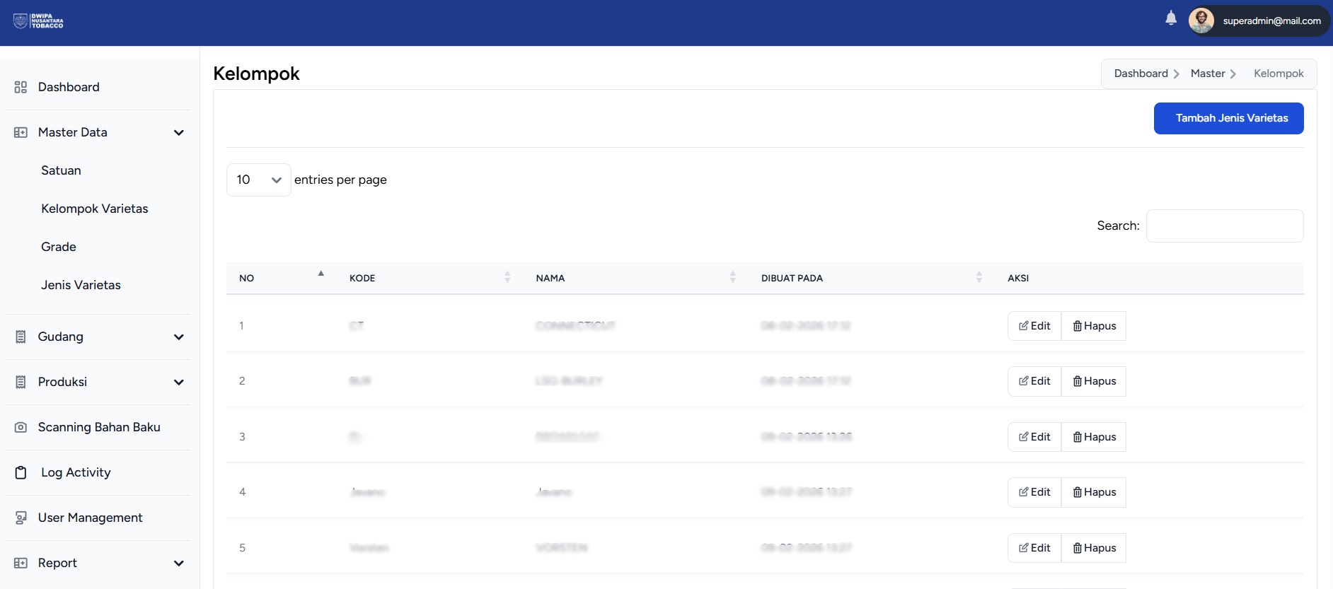 Cigar Raw Material Traceability & Management System screenshot 6